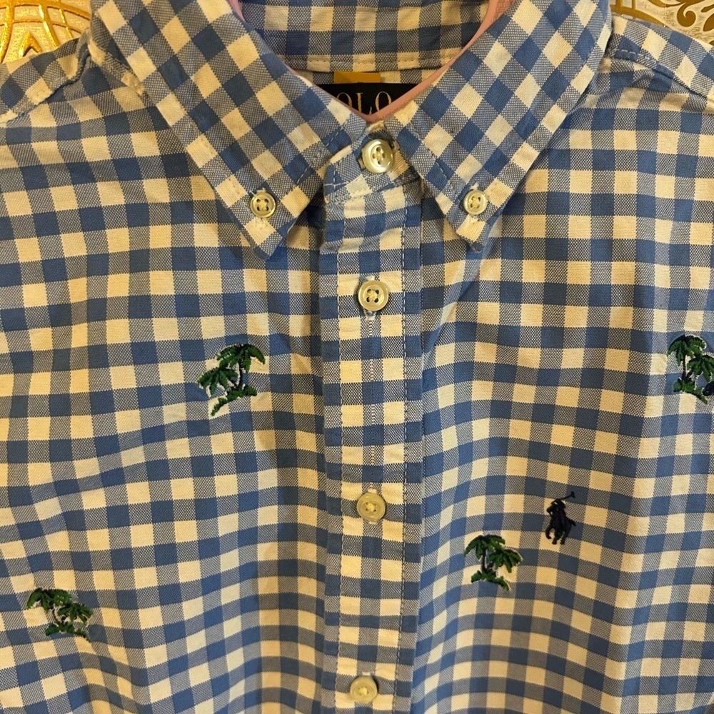 Polo by Ralph Lauren Blue and Green Casual Button Down Shirt Size 14-16 - Picture 2 of 13